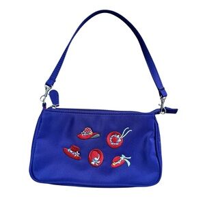 Y2K Purple Shoulder Bag with Hat Embroidery